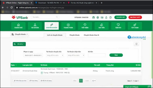Chuyển tiền VPbank từ máy tính Hướng dẫn chi tiết