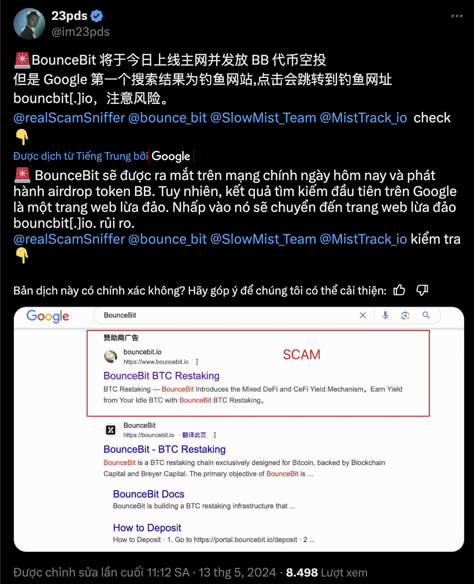 Trong ngữ cảnh cảnh báo về lừa đảo phishing BounceBit chính thức ra