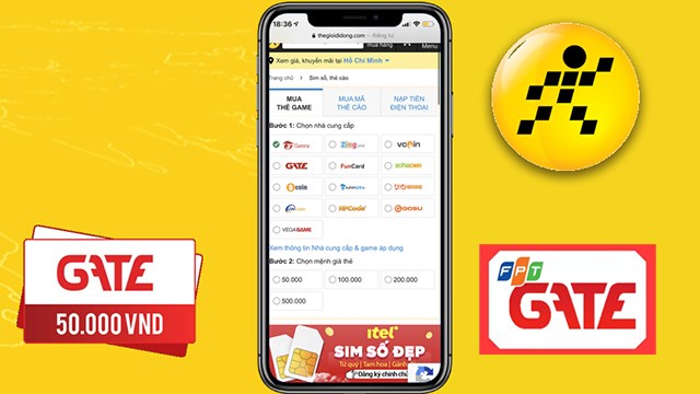 Cách đặt mua thẻ GATE trên TGDĐ, giảm giá 3%, tiết kiệm chi phí