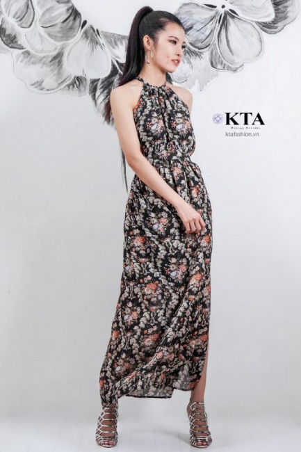 Outlet | (2 màu) Đầm xòe cổ yếm nơ họa tiết | My Way Fashion || Thời trang  thiết kế cao cấp
