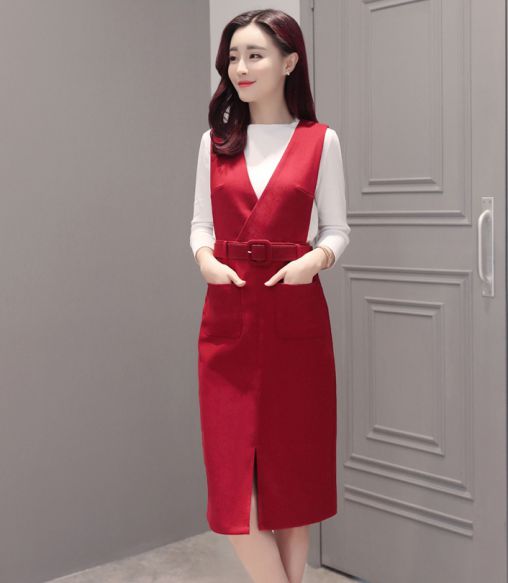Váy yếm đan lưng đỏ – HER STUDIOS