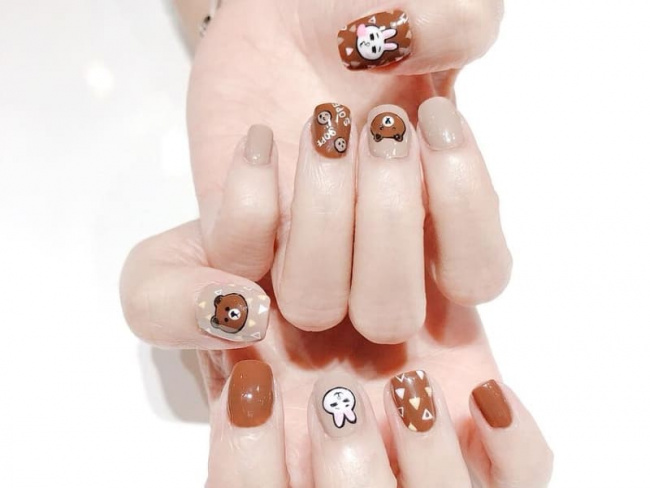 Top 50 mẫu nail Gấu Brown dễ thương nhất cho phái đẹp