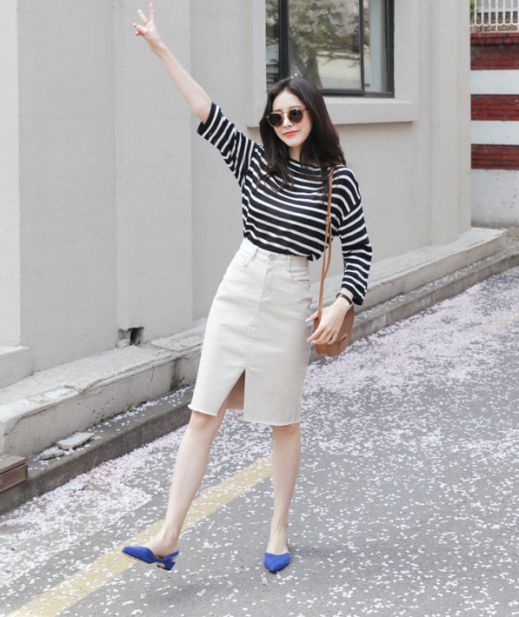 Chân váy chữ A công sở dáng dài đính cúc trắng nhỏ 2 bên | Shopee Việt Nam