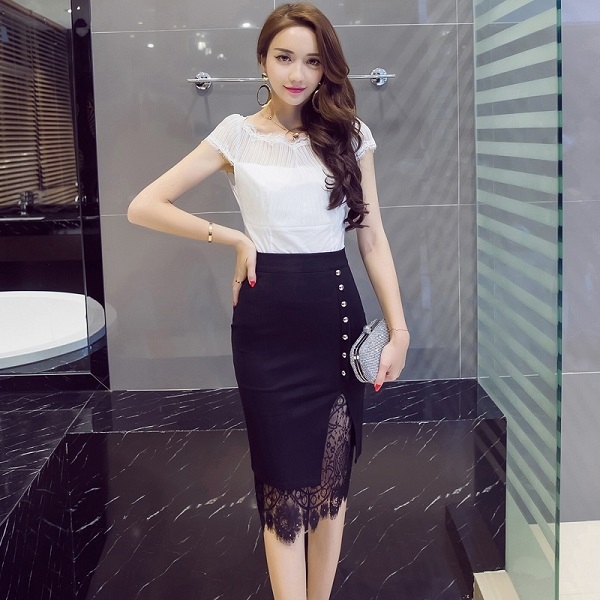 Chân Váy Bút Chì Lưng Cao Màu Đen Thời Trang Công Sở Phong Cách Hàn Quốc  Cho Nữ Mới | Shopee Việt Nam
