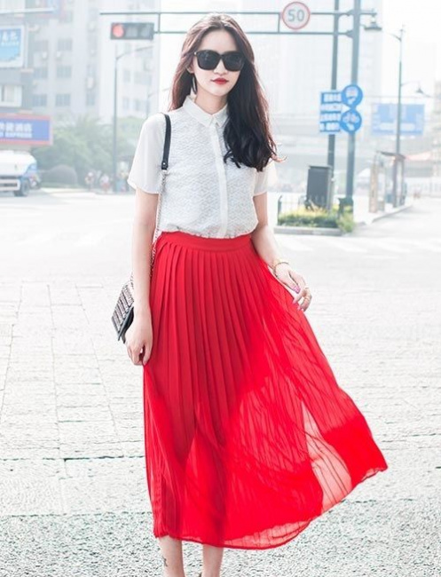 Chân váy xòe dài, chân váy xòe đỏ, chân váy công sở đỏ, chân váy xòe công  sở, chân váy midi đỏ, chân váy xòe vintage | Shopee Việt Nam