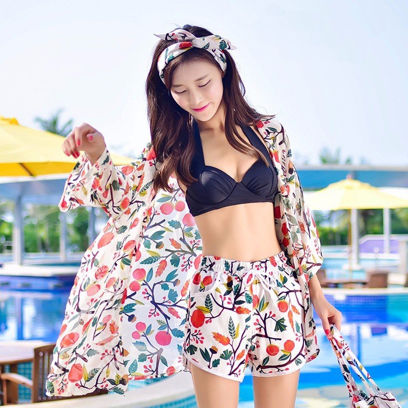 Đồ bơi nữ đẹp dài tay kiểu quần 2 lớp phối bông xinh cực | Shopee Việt Nam