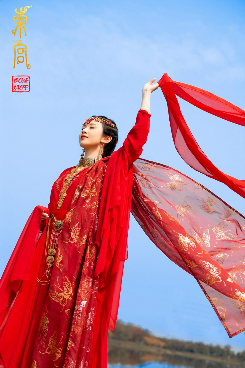 ECFRDR Trang phục sân khấu Váy Hán phục Trung Quốc Thêu Hoa Váy hóa trang  biểu