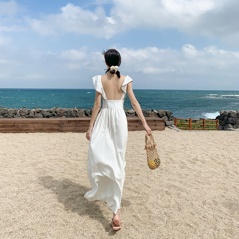 Váy Hai Dây Hoa Xanh Mặc Đi Chơi Đi Biển Đầm Maxi Dáng Dài Mùa Hè Cực Yêu  Cho Nữ | Shopee Việt Nam