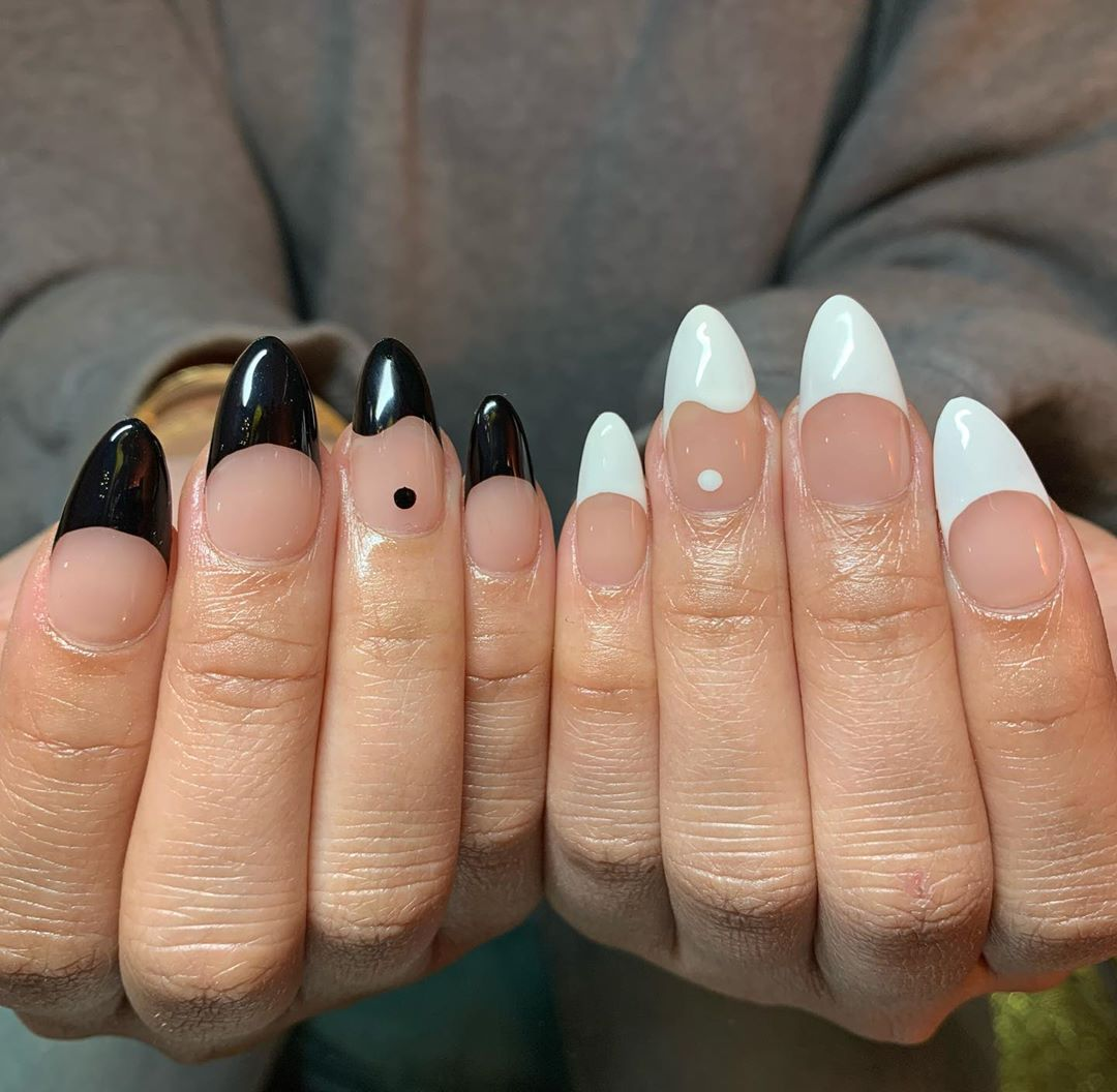 Thiết kế nail độc đáo với móng trắng đen, phá cách không giới hạn