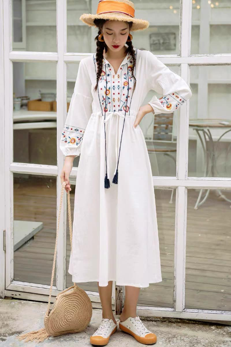 Váy Boho nữ hoạ tiết thêu dân tộc cổ điển hàng Quảng Châu | Shopee Việt Nam
