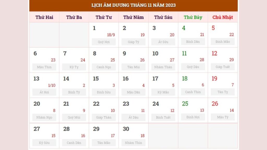 Bí quyết xem lịch Âm tháng 11 – Lịch Vạn Niên tháng 2023 chính xác nhất 12 Ngày May Mắn