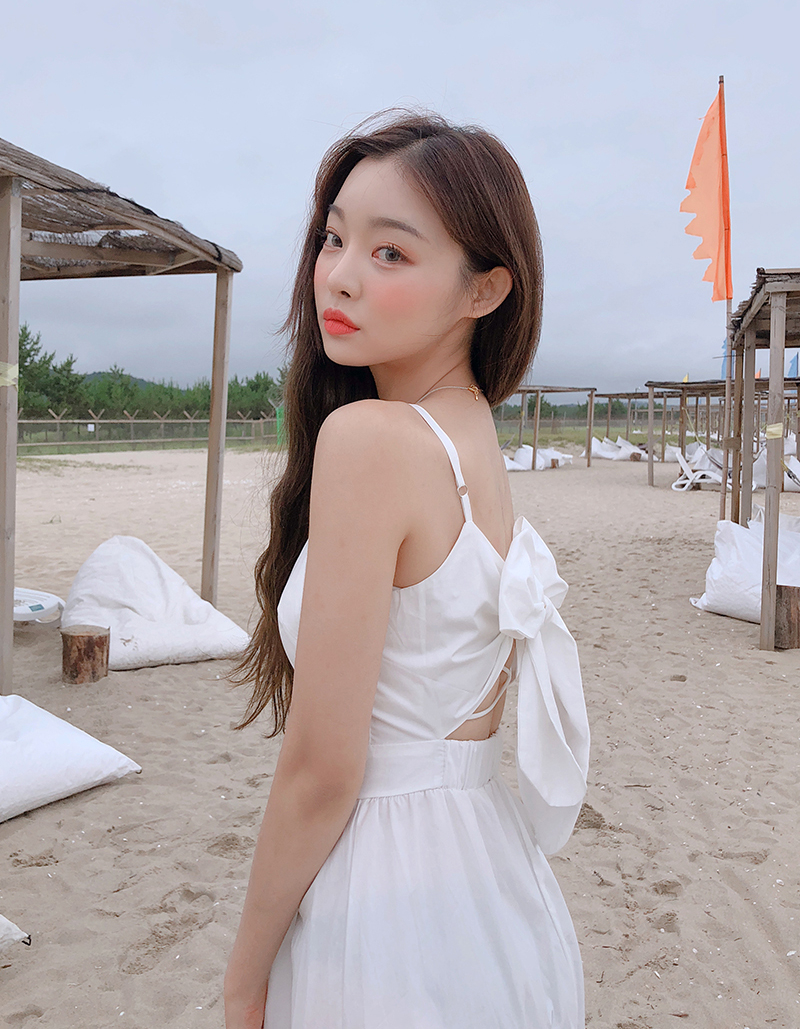 Mua Váy đầm xòe suông dài hai dây (2 dây) chấm bi bo thun bản lớn ở ngực  công sở dự tiệc đi chơi đẹp xinh phong cách Hàn Quốc 2019 DN235 | Tiki