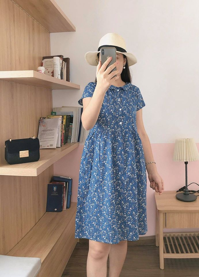 Váy bầu thời trang thiết kế hoa nhí chất Lụa Hàn Châu V273 - Đầm bầu |  ThờiTrangNữ.vn