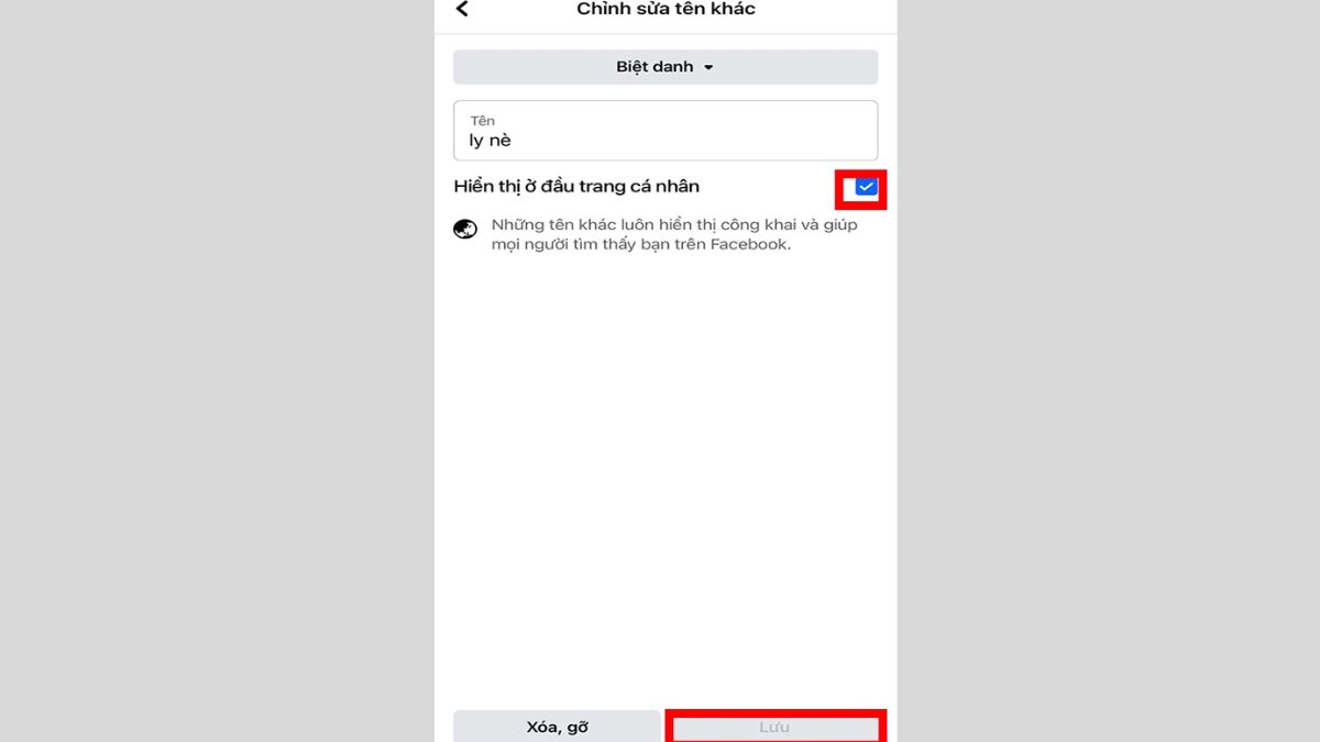 Cách xoá biệt danh trên Facebook từ điện thoại và máy tính