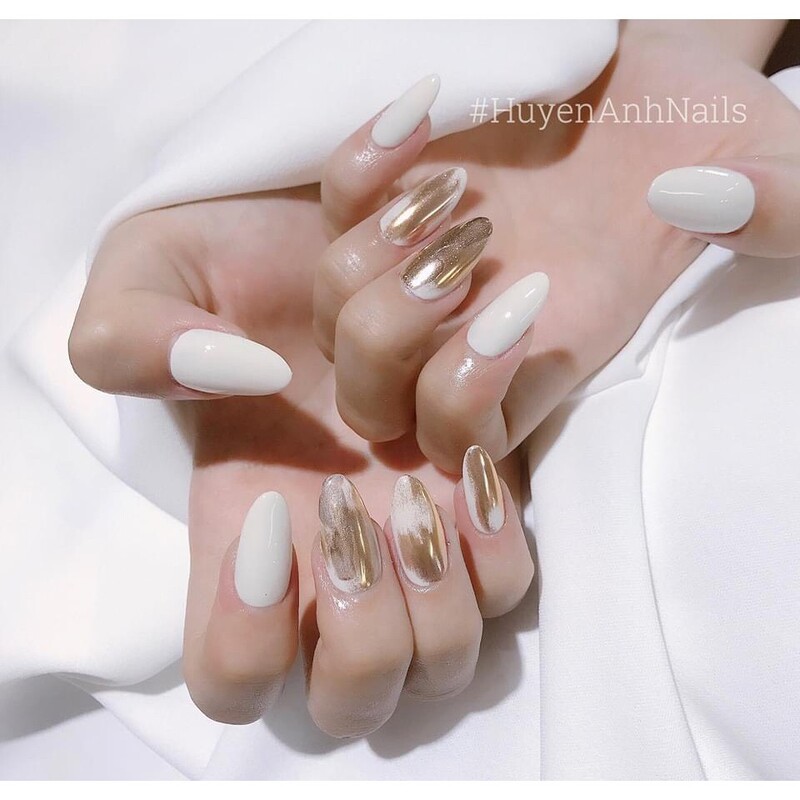 Móng tay thiết kế sang trọng nhọn màu trắng tặng kèm phụ kiện mẫu nail xinh  | Lazada.vn