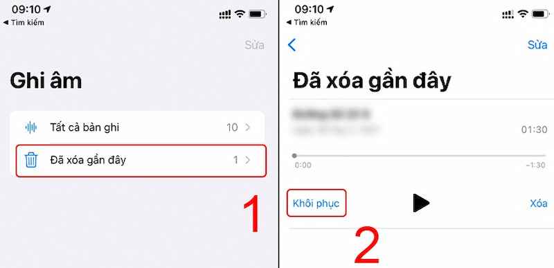 Bí quyết khôi phục ghi âm đã xóa trên điện thoại Android và iPhone 7 Khôi phục lại file ghi âm đã xóa trong mục Đã xóa gần đây