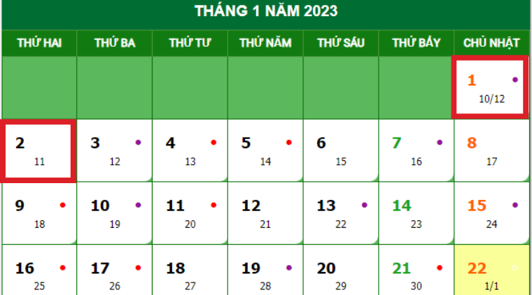 Dịp Tết Dương lịch 2023 nghỉ bao nhiêu ngày?