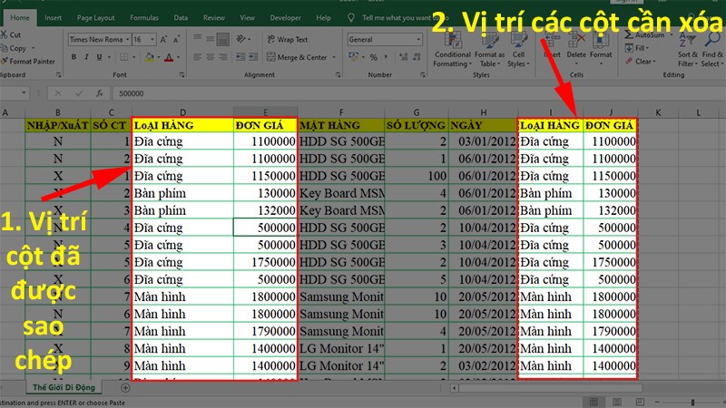 Bí quyết di chuyển cột, dòng trong Excel một cách linh hoạt và hiệu quả