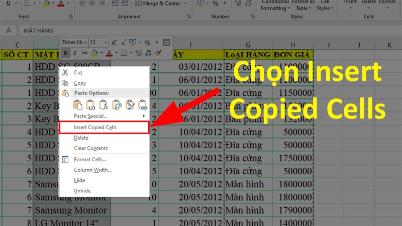 Bí quyết di chuyển cột, dòng trong Excel một cách linh hoạt và hiệu quả