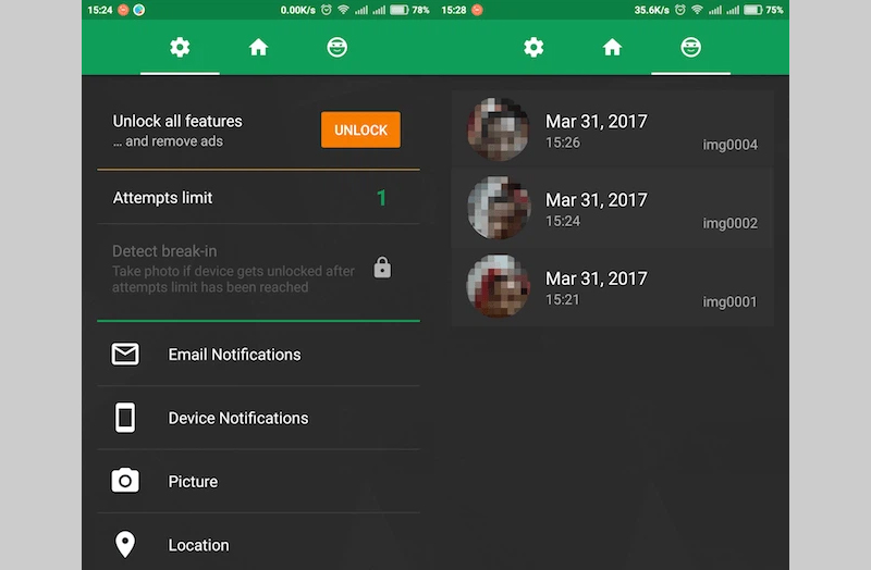 3 ứng dụng chụp ảnh khi nhập sai mã mở khoá, chống trộm điện thoại Android