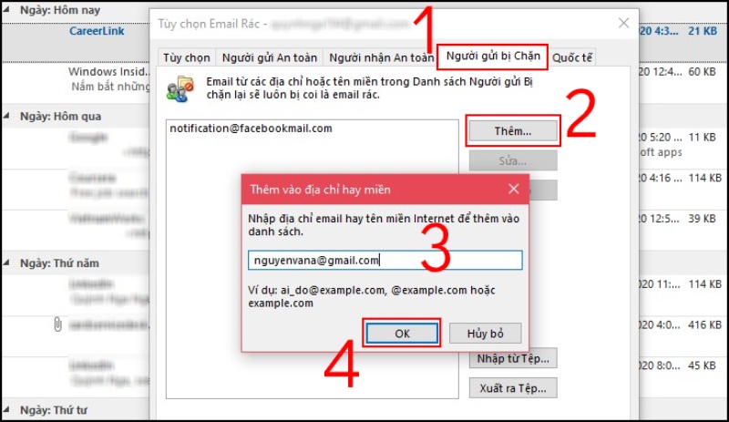 Bí quyết chặn và mở chặn email, thư rác trên Outlook máy tính