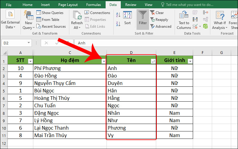 Hướng dẫn cách sắp xếp tên theo thứ tự ABC trong Excel một cách đơn giản, dễ dàng