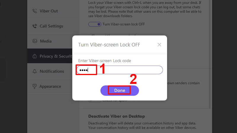 Cách cài mật khẩu mã hóa màn hình cho Viber trên máy tính nhanh chóng