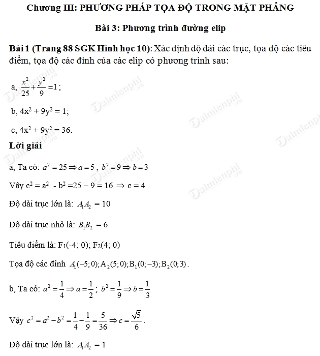 Bài Tập Về Phương Trình Elip: Hướng Dẫn Chi Tiết Và Bài Tập Mẫu