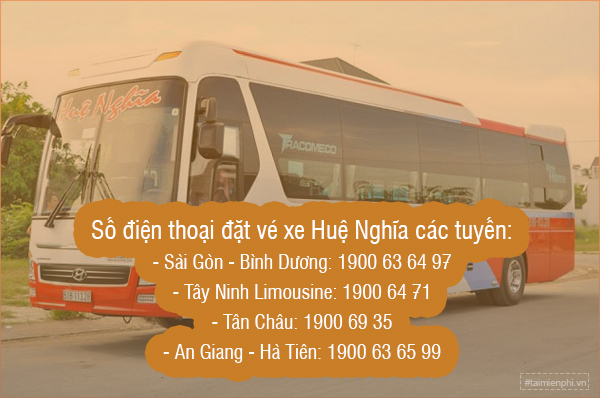 Liên hệ số điện thoại của xe Huệ Nghĩa trên tuyến Sài Gòn - An Giang - Châu Đốc - Tịnh Biên - An Phú - Chi Lăng