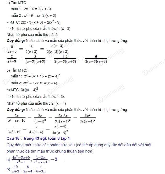 Giải BT Toán 8 Trang 43 - Hướng Dẫn Chi Tiết và Dễ Hiểu