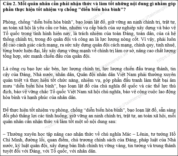 Bản mẫu bài thu hoạch lớp tập huấn dân quân tự vệ 2023