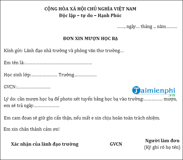 Cách viết mẫu đơn xin mượn học bạ một cách chuyên nghiệp