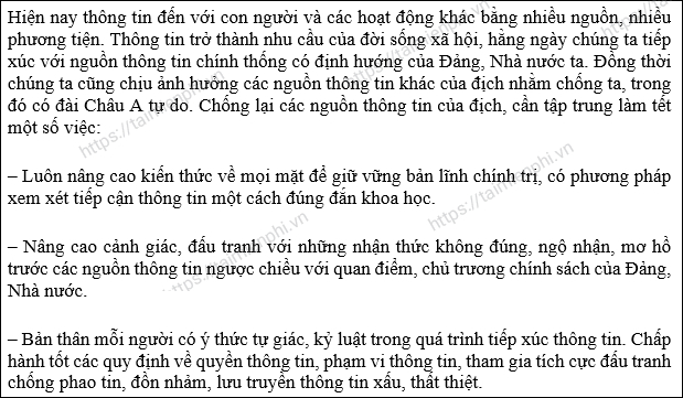 Bản mẫu bài thu hoạch lớp tập huấn dân quân tự vệ 2023