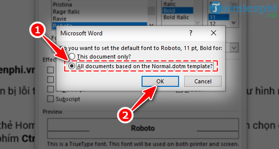 Hướng dẫn đặt kiểu chữ mặc định trong Word