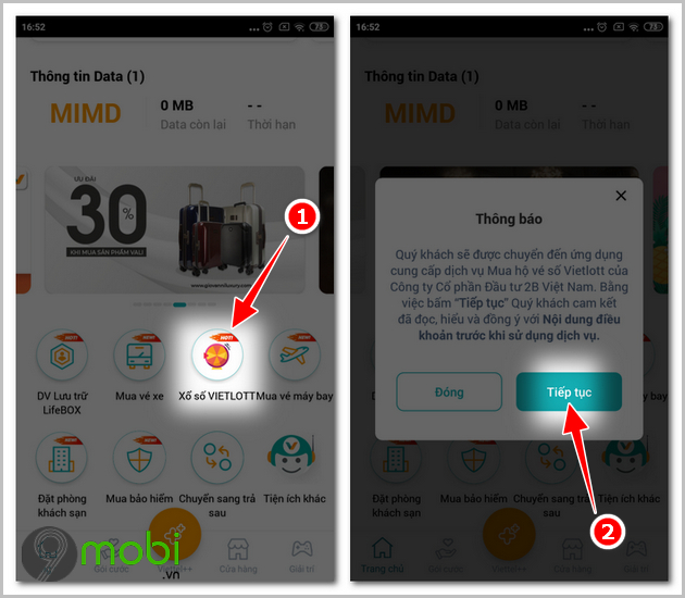 Hướng dẫn mua vé Vietlott qua My Viettel