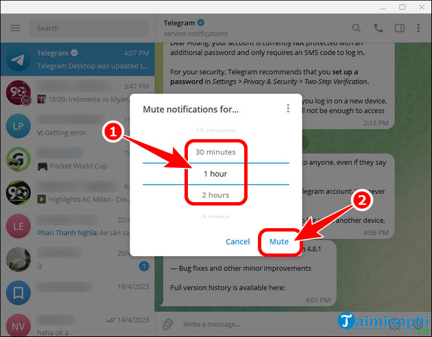 Chế độ tắt thông báo trong Telegram giúp bạn tránh bị quấy rối bởi những tin nhắn liên tục. Bạn có thể tạm thời vô hiệu hóa thông báo từ các cuộc trò chuyện và nhóm chat một cách dễ dàng.