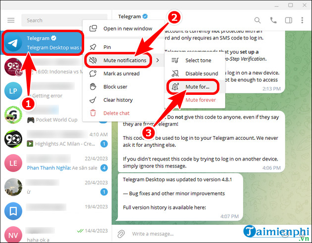 Chế độ tắt thông báo trong Telegram giúp bạn tránh bị quấy rối bởi những tin nhắn liên tục. Bạn có thể tạm thời vô hiệu hóa thông báo từ các cuộc trò chuyện và nhóm chat một cách dễ dàng.