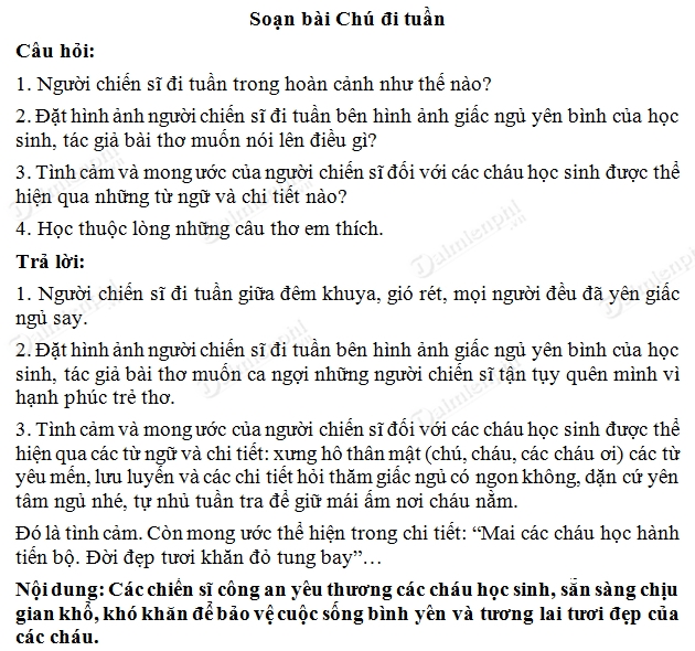 Nội Dung Bài Chú Đi Tuần: Tìm Hiểu Chi Tiết và Phân Tích Sâu Sắc