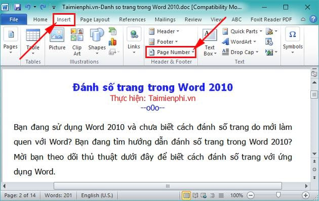 Cách đánh số trang trong Word 2010 linh hoạt theo ý muốn