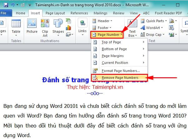 Cách đánh số trang trong Word 2010 linh hoạt theo ý muốn