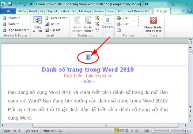 Cách đánh số trang trong Word 2010 linh hoạt theo ý muốn