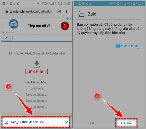 Cách tải Zalo trên điện thoại Android mà không cần CH Play