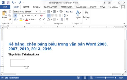 Hướng dẫn kỹ thuật kẻ bảng và chèn bảng vào giữa văn bản trong Word