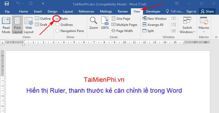 Hướng dẫn mở thanh thước kẻ để căn chỉnh lề trong Word