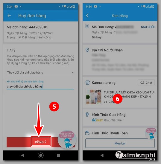 Bí quyết đặt và hủy đơn hàng trên Tiki