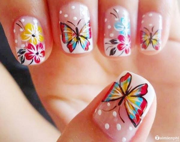 Mẫu nails tiểu thư sơn thạch hồng có nhũ mix nơ bướm | Shopee Việt Nam