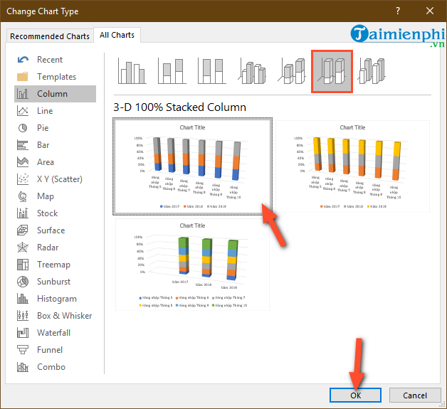 Bí quyết tạo biểu đồ cột trong Excel từ năm 2003 đến 2019