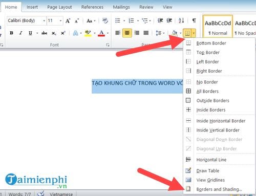 Bí quyết tạo khung chữ trong Word 2016, 2013, 2010, 2007, 2003