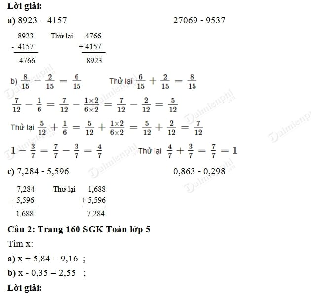 Phép Trừ 159