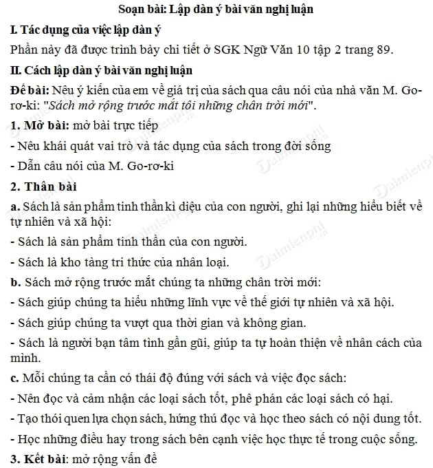 Cách làm dàn ý bài văn nghị luận - Hướng dẫn chi tiết và hiệu quả